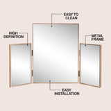 Tidalroot 3-Way 30 in. W x 20 in. H Medium Rectangular Trifold Adjustable Aluminum Alloy Framed Vanity Mirror for Tabletop and Wall Mount