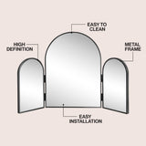 Ivyhollow 3-Way 30 in. W x 20 in. H Medium Arch Trifold Adjustable Aluminum Alloy Framed Vanity Mirror for Tabletop and Wall Mount