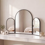 Ivyhollow 3-Way 30 in. W x 20 in. H Medium Arch Trifold Adjustable Aluminum Alloy Framed Vanity Mirror for Tabletop and Wall Mount