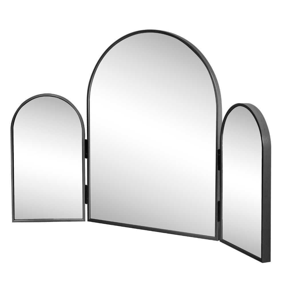 Ivyhollow 3-Way 30 in. W x 20 in. H Medium Arch Trifold Adjustable Aluminum Alloy Framed Vanity Mirror for Tabletop and Wall Mount
