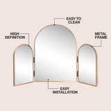 Ivyhollow 3-Way 30 in. W x 20 in. H Medium Arch Trifold Adjustable Aluminum Alloy Framed Vanity Mirror for Tabletop and Wall Mount