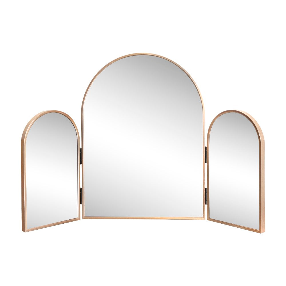 Ivyhollow 3-Way 30 in. W x 20 in. H Medium Arch Trifold Adjustable Aluminum Alloy Framed Vanity Mirror for Tabletop and Wall Mount