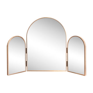 Ivyhollow 3-Way 30 in. W x 20 in. H Medium Arch Trifold Adjustable Aluminum Alloy Framed Vanity Mirror for Tabletop and Wall Mount
