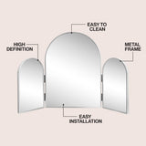 Ivyhollow 3-Way 30 in. W x 20 in. H Medium Arch Trifold Adjustable Aluminum Alloy Framed Vanity Mirror for Tabletop and Wall Mount