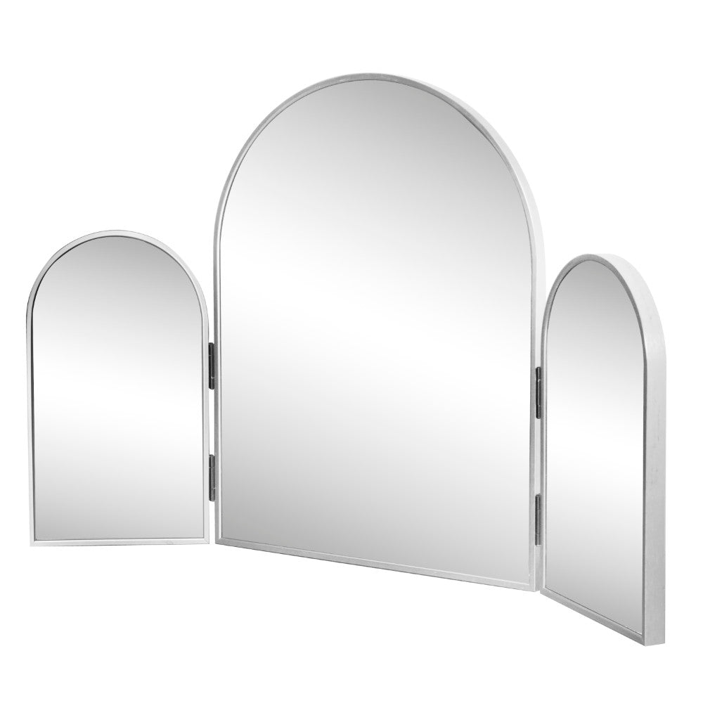 Ivyhollow 3-Way 30 in. W x 20 in. H Medium Arch Trifold Adjustable Aluminum Alloy Framed Vanity Mirror for Tabletop and Wall Mount