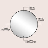 Bloomridge Circle Aluminum Alloy Framed Wall Mounted Mirror