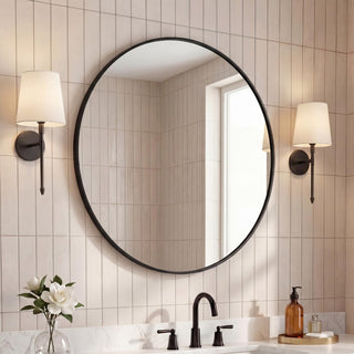 Bloomridge Circle Aluminum Alloy Framed Wall Mounted Mirror