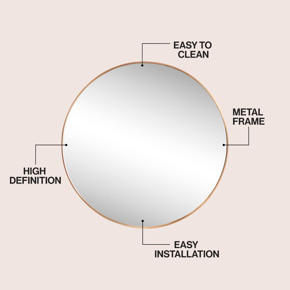 Bloomridge Circle Aluminum Alloy Framed Wall Mounted Mirror