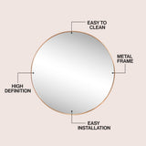Bloomridge Circle Aluminum Alloy Framed Wall Mounted Mirror