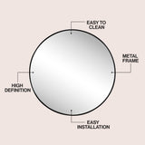 Bloomridge Circle Aluminum Alloy Framed Wall Mounted Mirror