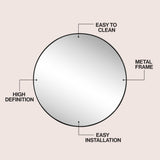 Bloomridge Circle Aluminum Alloy Framed Wall Mounted Mirror