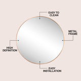 Bloomridge Circle Aluminum Alloy Framed Wall Mounted Mirror