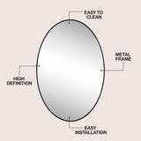 Sagegrove 24 in. W x 36 in. H Medium Oval Aluminum Alloy Framed Wall Mounted Mirror