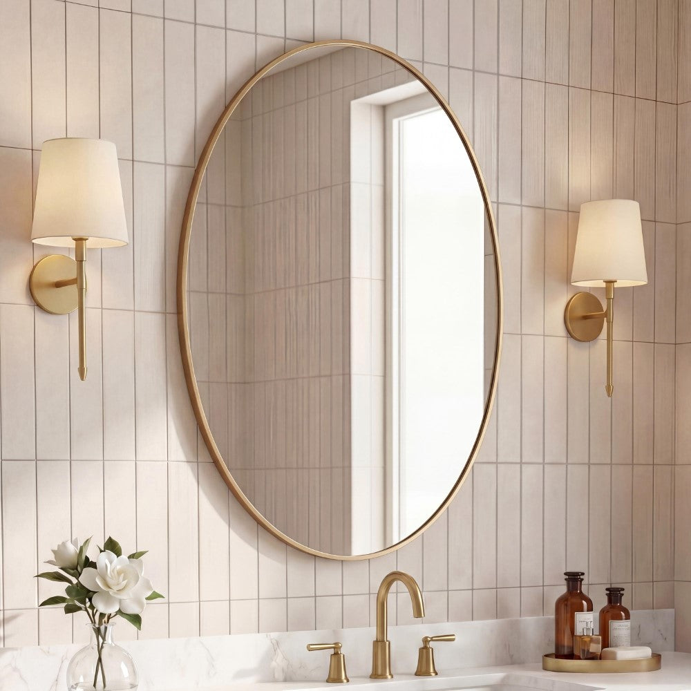 Sagegrove 24 in. W x 36 in. H Medium Oval Aluminum Alloy Framed Wall Mounted Mirror