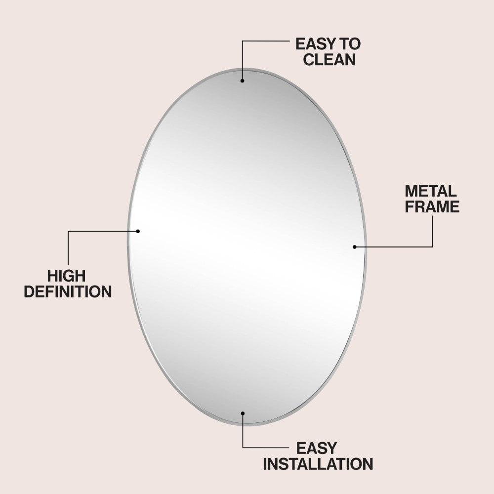 Sagegrove 24 in. W x 36 in. H Medium Oval Aluminum Alloy Framed Wall Mounted Mirror