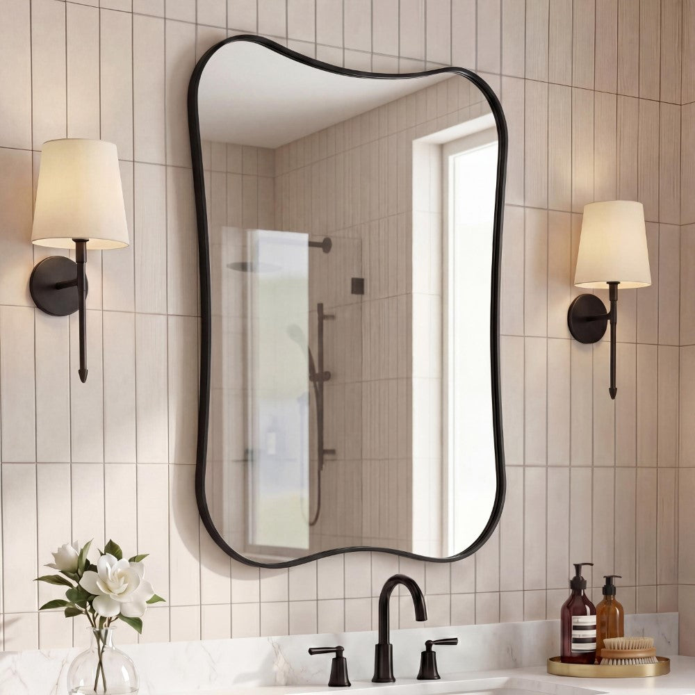 Olivefern 24 in. W x 36 in. H Medium Irregular Scallop Aluminum Alloy Framed Wall Mounted Mirror
