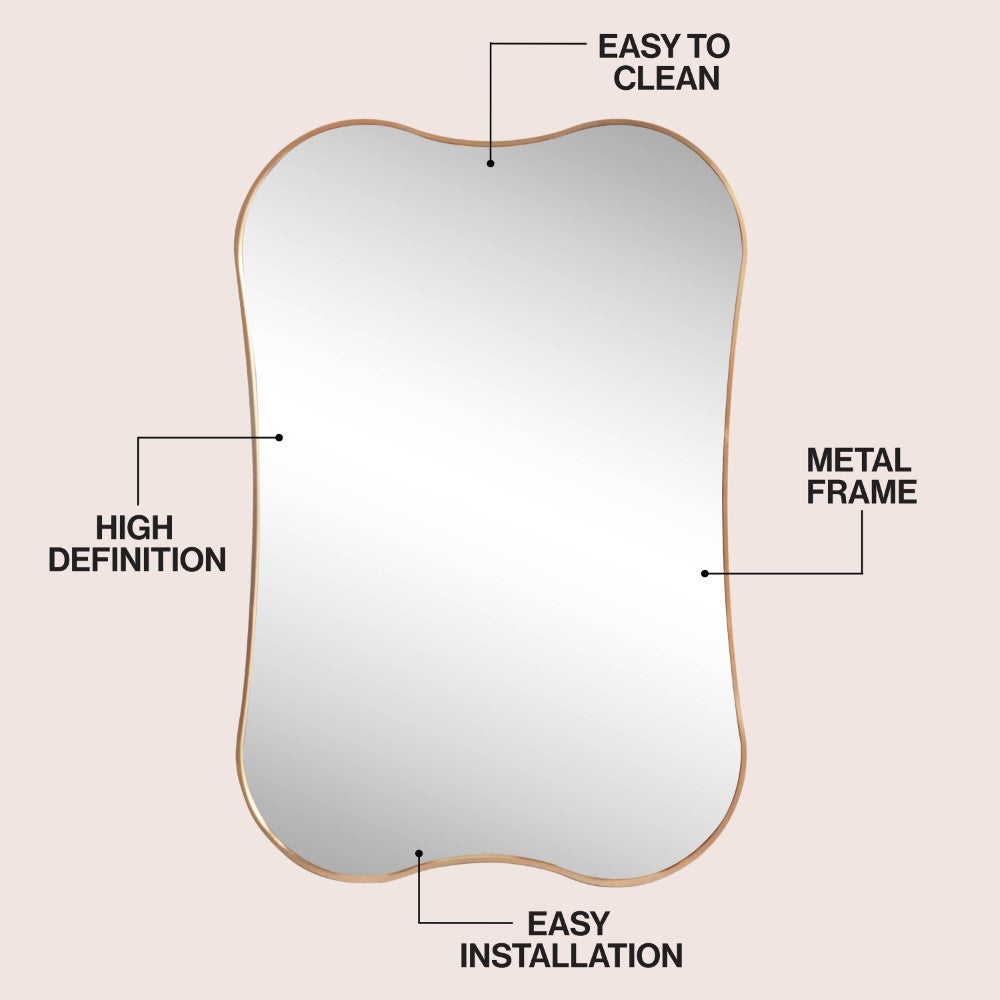 Olivefern 24 in. W x 36 in. H Medium Irregular Scallop Aluminum Alloy Framed Wall Mounted Mirror