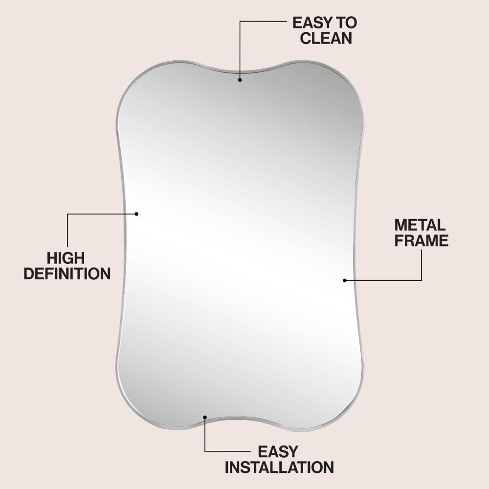 Olivefern 24 in. W x 36 in. H Medium Irregular Scallop Aluminum Alloy Framed Wall Mounted Mirror