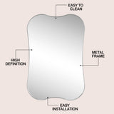 Olivefern 24 in. W x 36 in. H Medium Irregular Scallop Aluminum Alloy Framed Wall Mounted Mirror