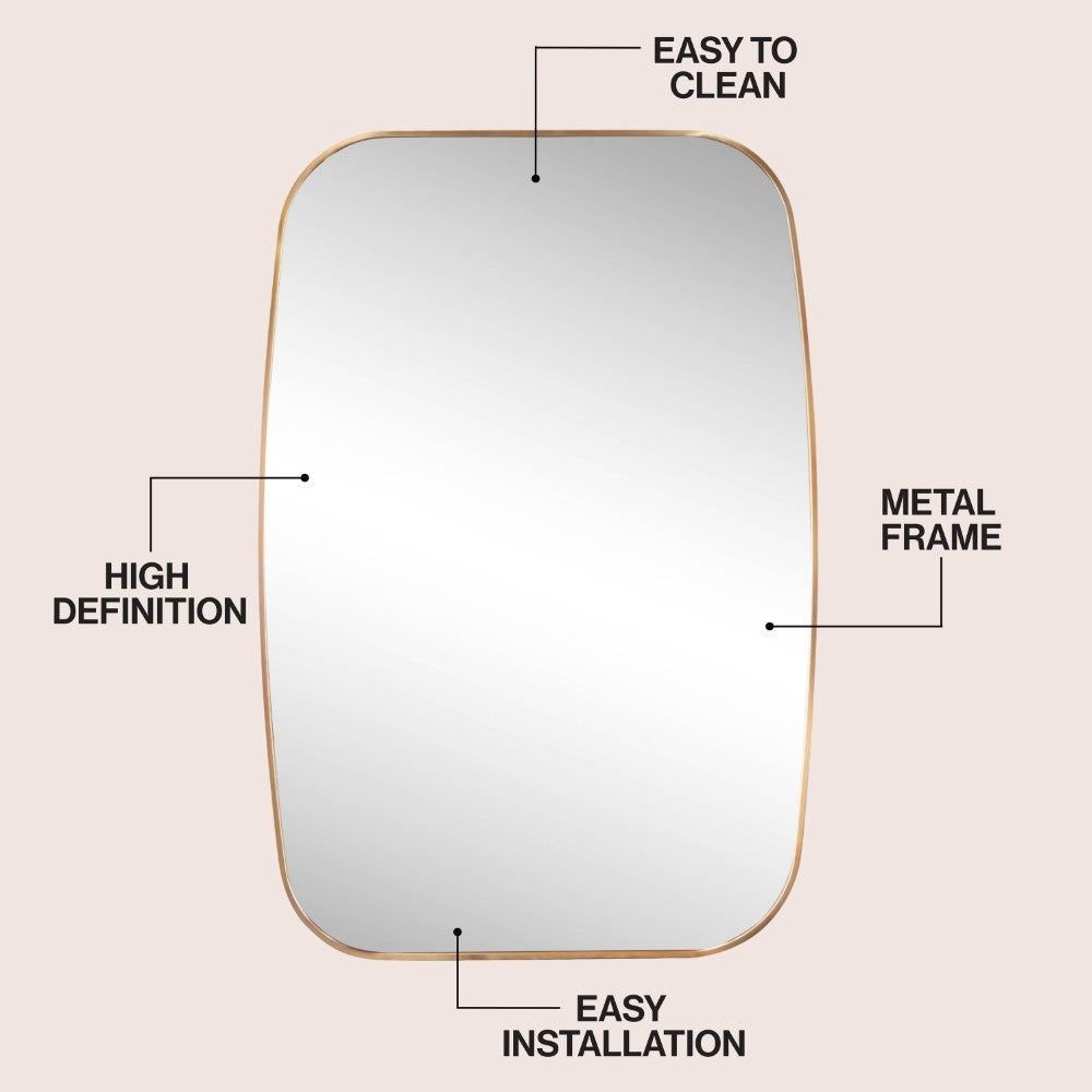 Petalroot 24 in. W x 36 in. H Medium Capsule Oblong Oval Aluminum Alloy Framed Wall Mounted Mirror