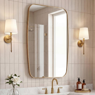 Petalroot 24 in. W x 36 in. H Medium Capsule Oblong Oval Aluminum Alloy Framed Wall Mounted Mirror