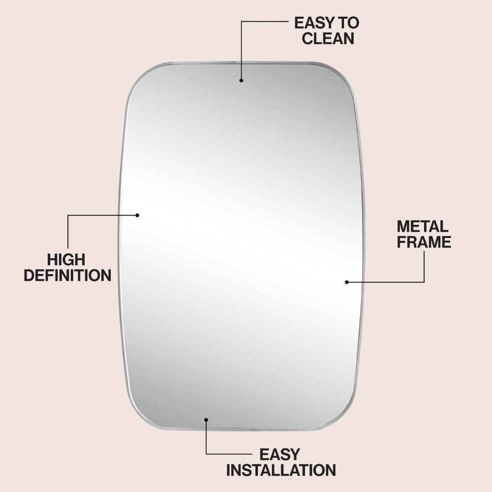 Petalroot 24 in. W x 36 in. H Medium Capsule Oblong Oval Aluminum Alloy Framed Wall Mounted Mirror