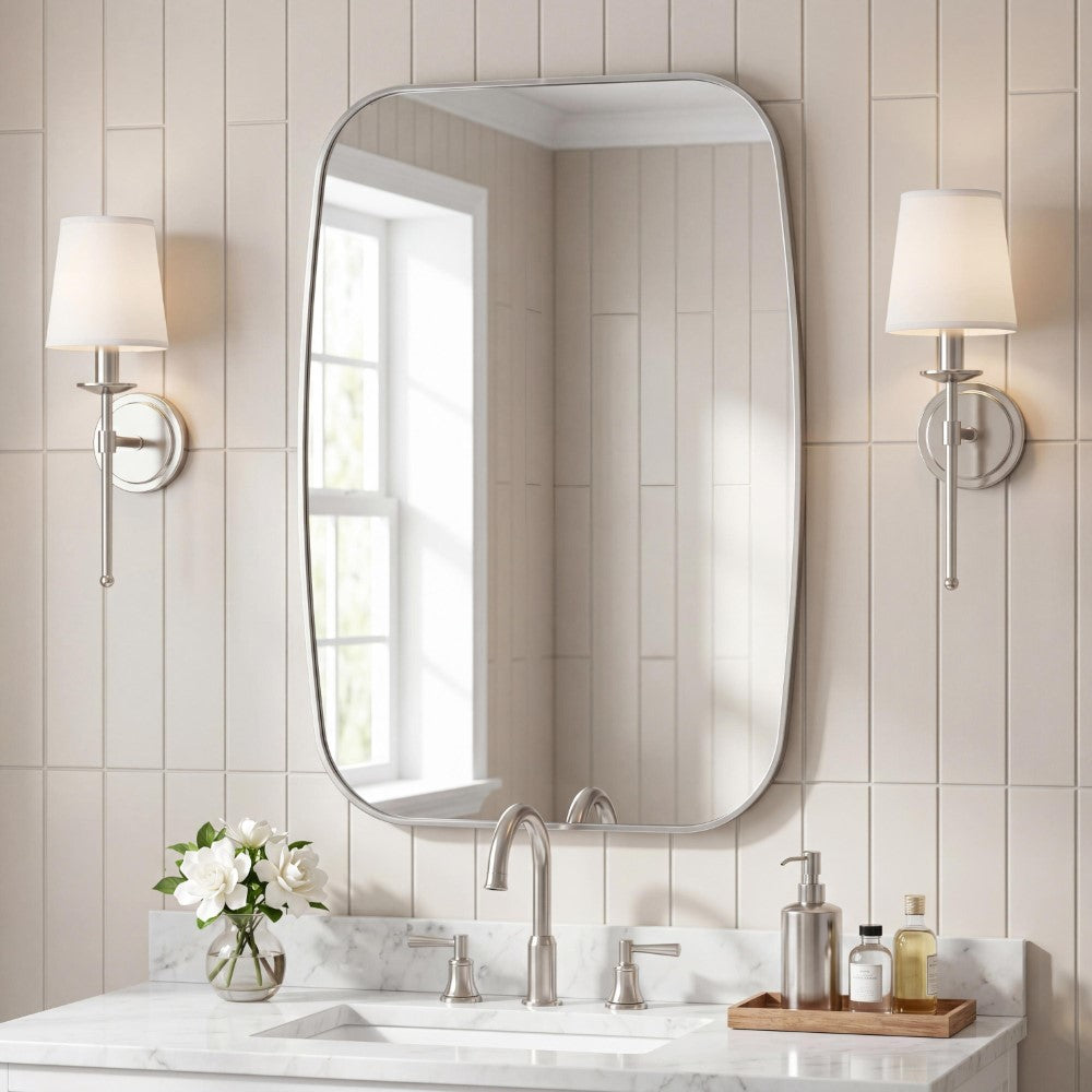 Petalroot 24 in. W x 36 in. H Medium Capsule Oblong Oval Aluminum Alloy Framed Wall Mounted Mirror
