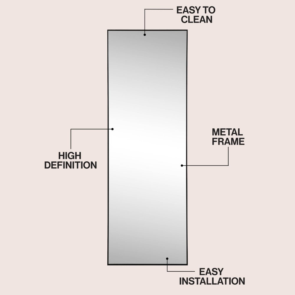 Virel 20 in. W x 59 in. H Large Rectangular Aluminum Alloy Framed Full-Length Wall Mounted Leaner Mirror