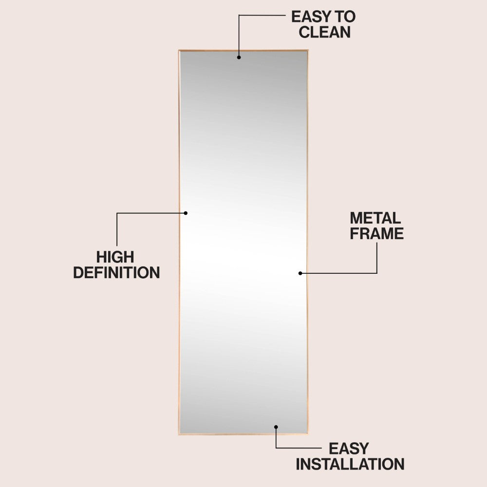 Virel 20 in. W x 59 in. H Large Rectangular Aluminum Alloy Framed Full-Length Wall Mounted Leaner Mirror