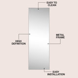 Virel 20 in. W x 59 in. H Large Rectangular Aluminum Alloy Framed Full-Length Wall Mounted Leaner Mirror