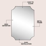 Calyra 24 in. W x 36 in. H Medium Rectangular Scallop Beveled Corner Aluminum Alloy Framed Wall Mounted Mirror
