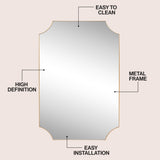 Calyra 24 in. W x 36 in. H Medium Rectangular Scallop Beveled Corner Aluminum Alloy Framed Wall Mounted Mirror