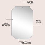 Calyra 24 in. W x 36 in. H Medium Rectangular Scallop Beveled Corner Aluminum Alloy Framed Wall Mounted Mirror