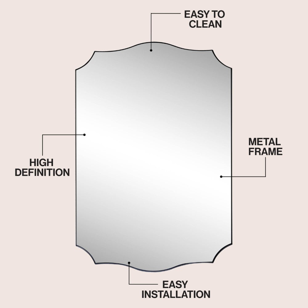 Elaris 24 in. W x 36 in. H Medium Crested Scallop Aluminum Alloy Framed Wall Mounted Mirror