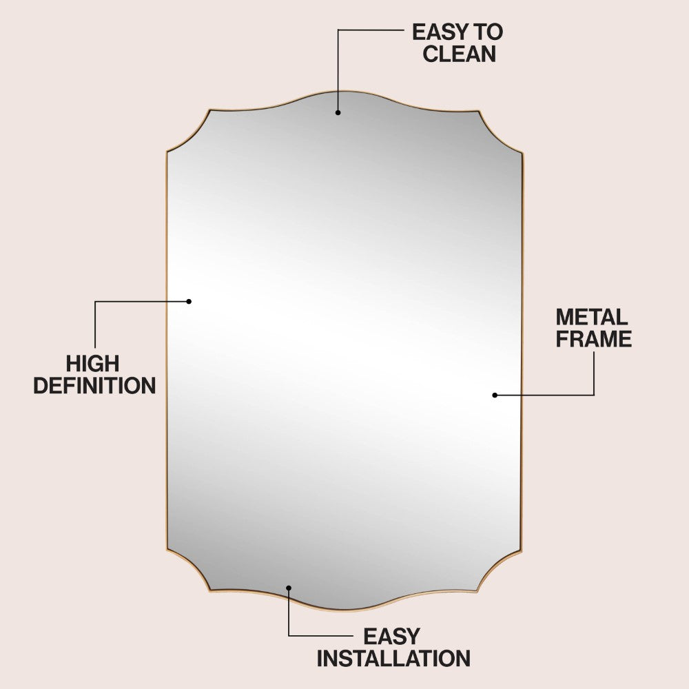 Elaris 24 in. W x 36 in. H Medium Crested Scallop Aluminum Alloy Framed Wall Mounted Mirror