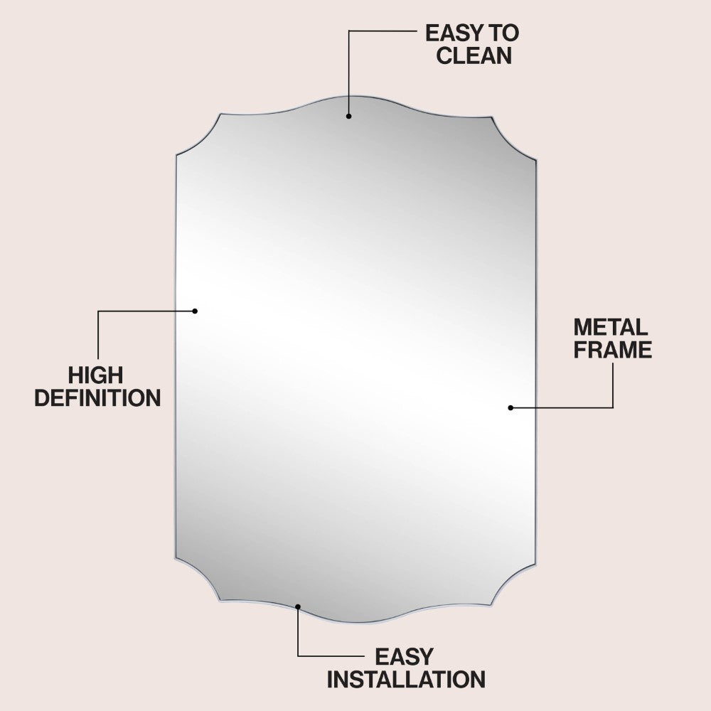 Elaris 24 in. W x 36 in. H Medium Crested Scallop Aluminum Alloy Framed Wall Mounted Mirror