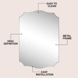 Elaris 24 in. W x 36 in. H Medium Crested Scallop Aluminum Alloy Framed Wall Mounted Mirror