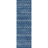Kolkata Moroccan HYPE Boho Vintage Area Rug Blue/White