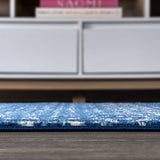Kolkata Moroccan HYPE Boho Vintage Area Rug Blue/White