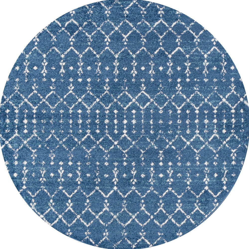 Kolkata Moroccan HYPE Boho Vintage Area Rug Blue/White