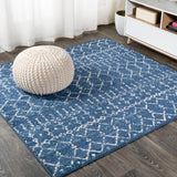 Kolkata Moroccan HYPE Boho Vintage Area Rug Blue/White