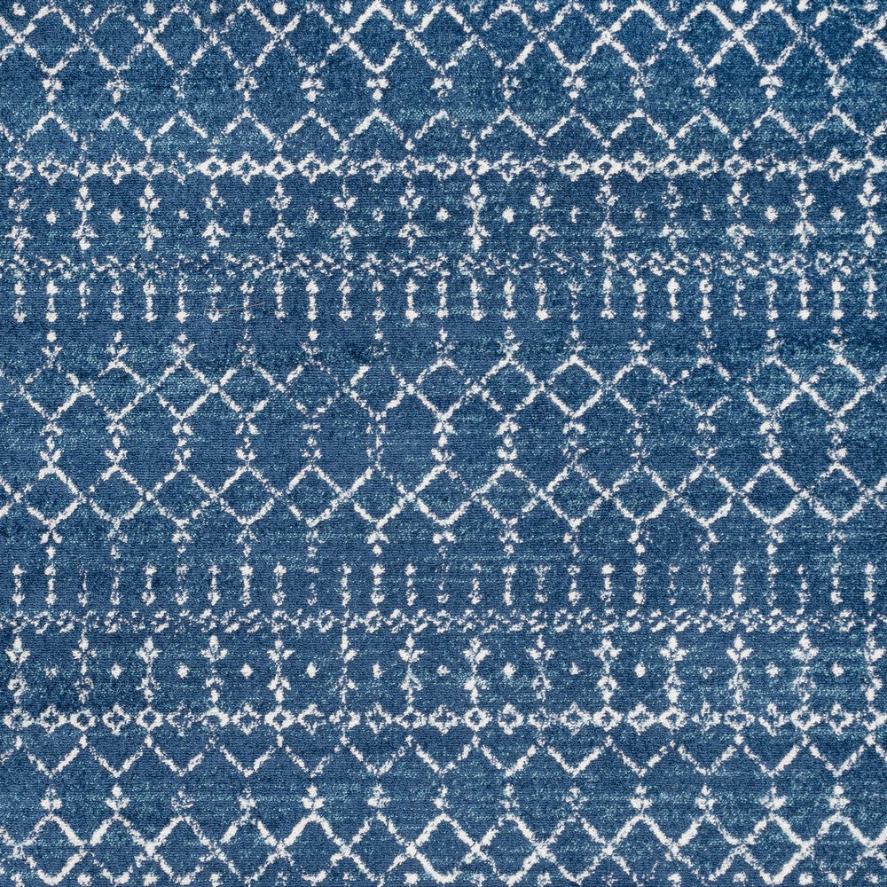 Kolkata Moroccan HYPE Boho Vintage Area Rug Blue/White