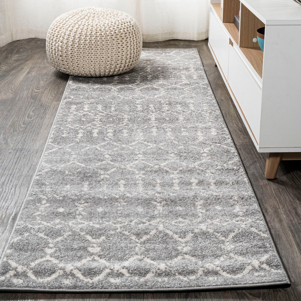Kolkata Moroccan HYPE Boho Vintage Area Rug Gray/Ivory