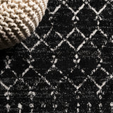 Kolkata Moroccan HYPE Boho Vintage Area Rug Black/Ivory