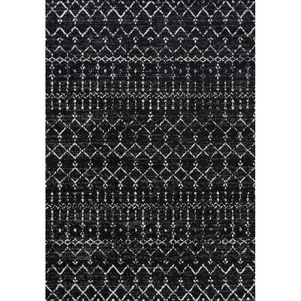 Kolkata Moroccan HYPE Boho Vintage Area Rug Black/Ivory
