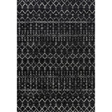 Kolkata Moroccan HYPE Boho Vintage Area Rug Black/Ivory