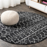 Kolkata Moroccan HYPE Boho Vintage Area Rug Black/Ivory