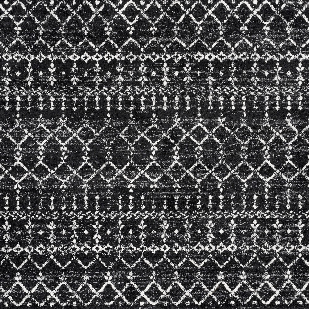 Kolkata Moroccan HYPE Boho Vintage Area Rug Black/Ivory