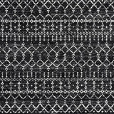 Kolkata Moroccan HYPE Boho Vintage Area Rug Black/Ivory