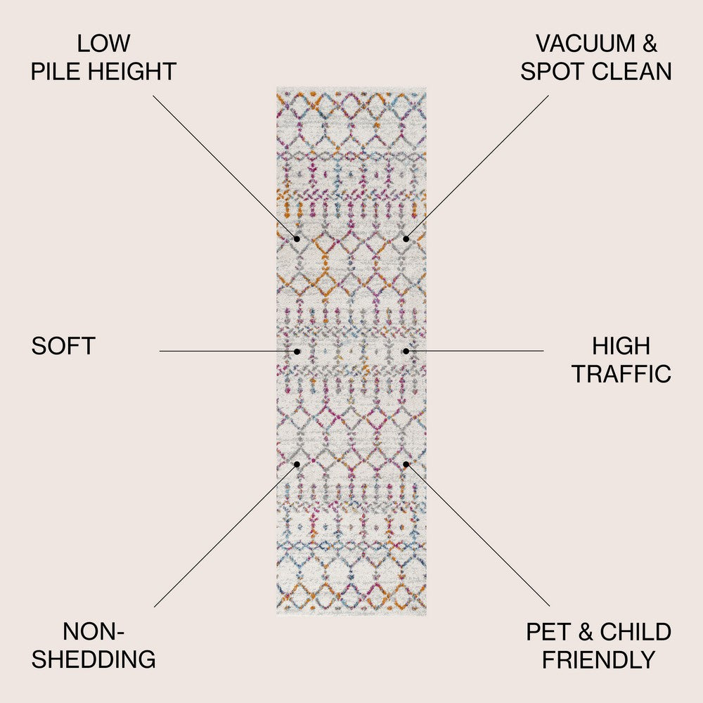 Kolkata Moroccan HYPE Boho Vintage Area Rug Ivory/Multi